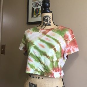 Upcycled tie dye cropped tee